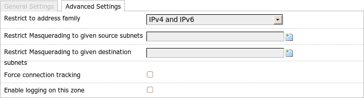 Advanced firewall zone settings