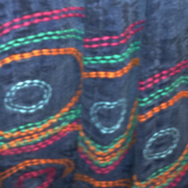 Embroidered circles on denim