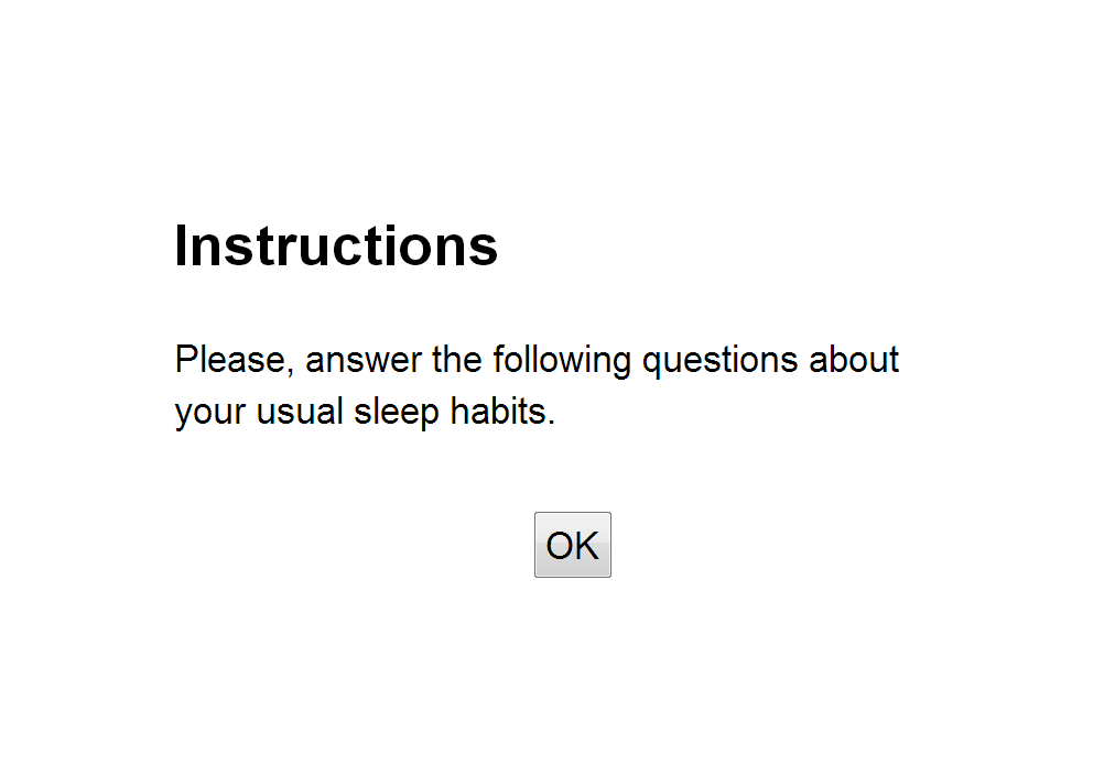 Instruction for the sleep survey