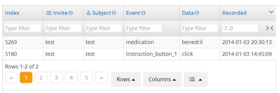 Data panel after adding an input field
