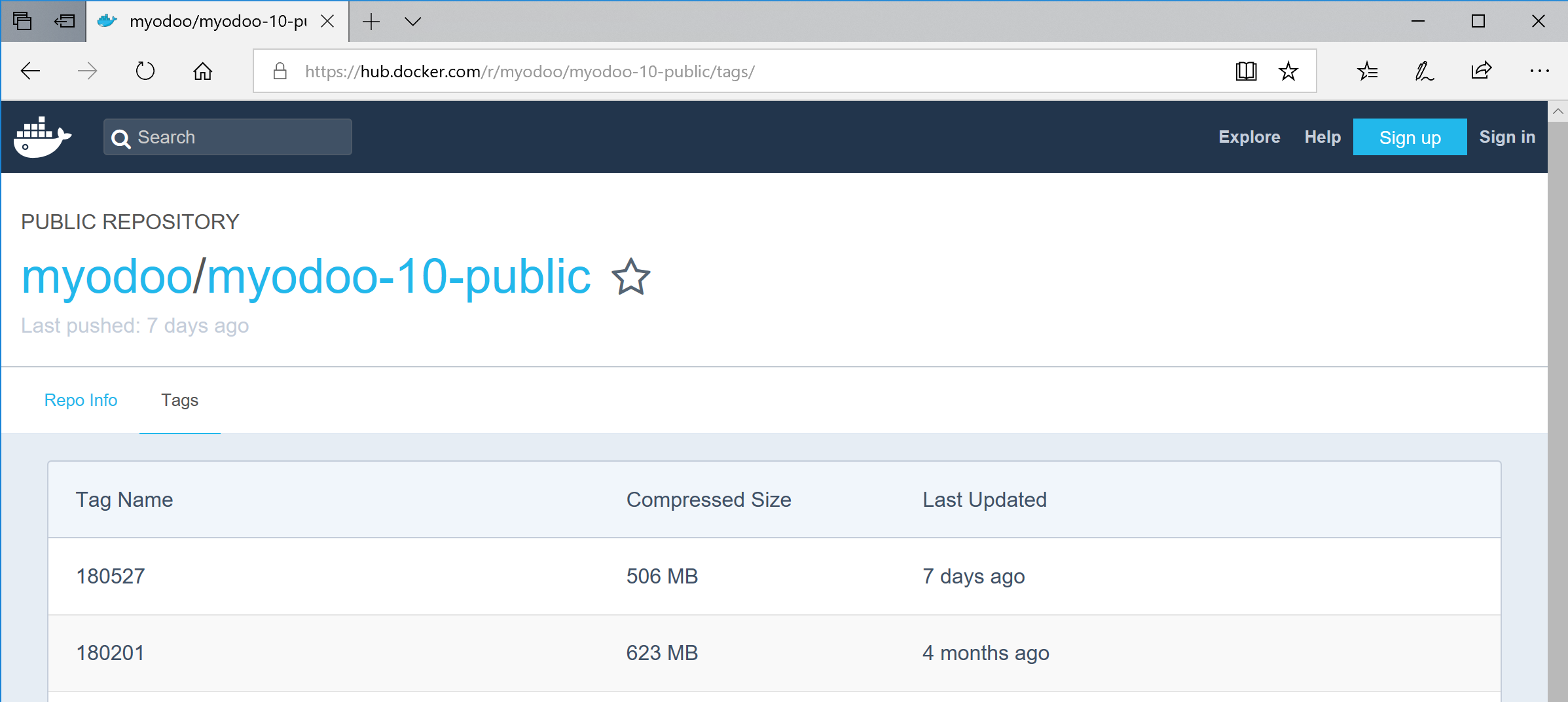 Docker - MyOdoo Tags