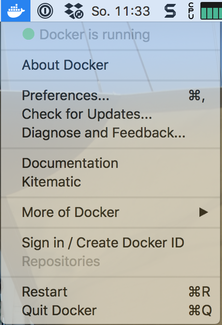 Docker macOS - Steuerung