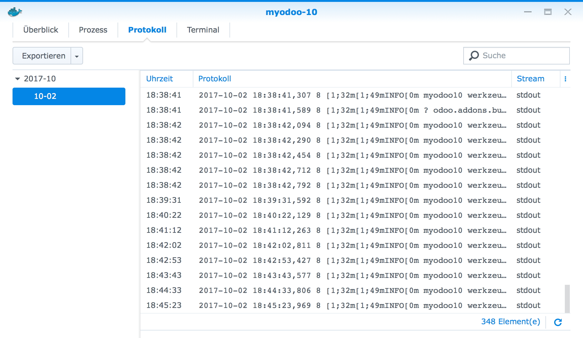 Docker - Synology Protokoll