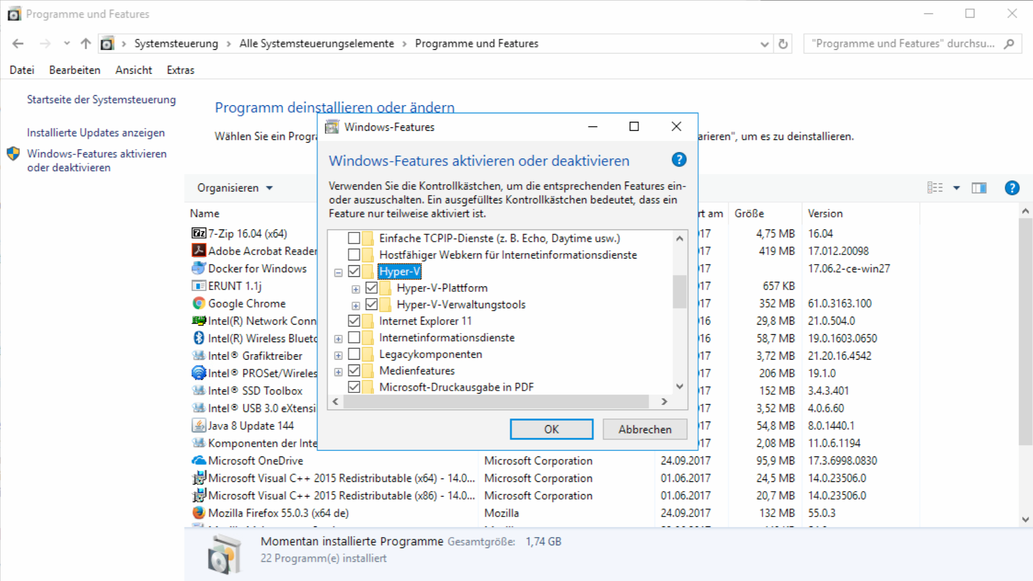 Docker Windows - Hyper-V aktivieren