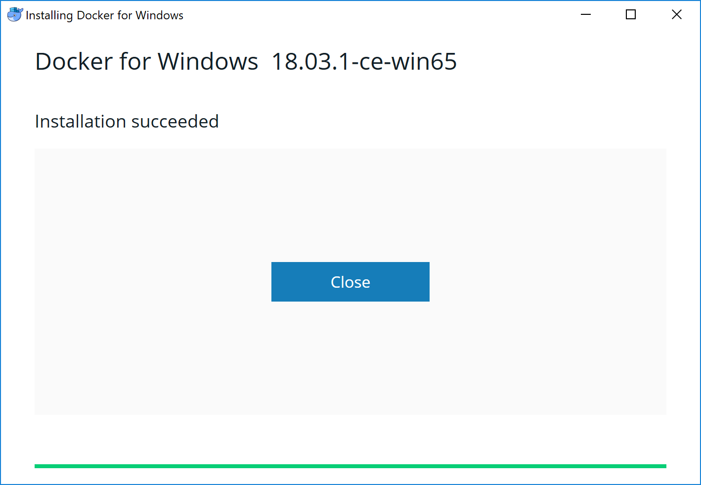 Docker Windows - Installation abgeschlossen