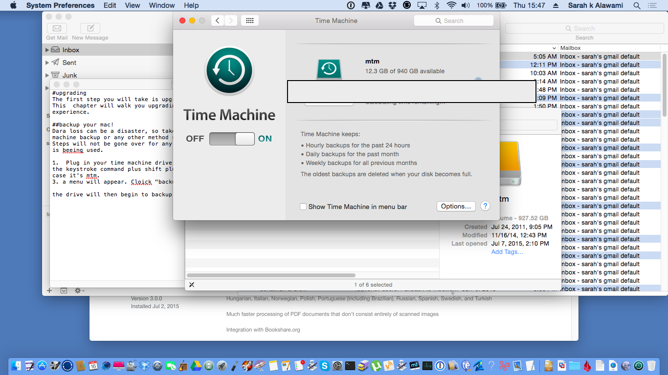 The following shows a 709 megabyte backup in progress.