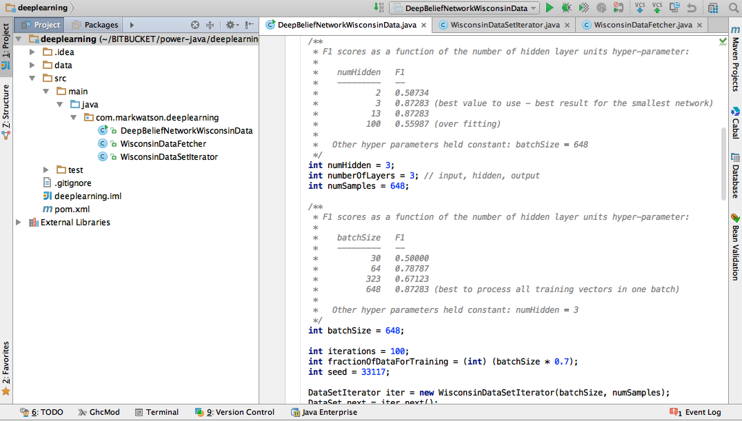IntelliJ project view for the examples in this chapter
