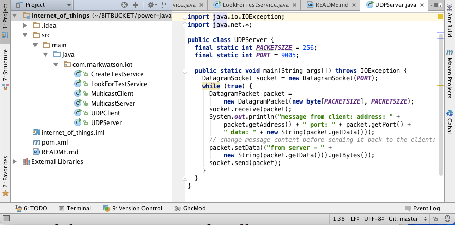 IntelliJ project view for the examples in this chapter