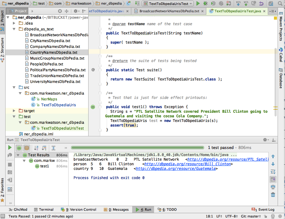 IntelliJ project view for the examples in this chapter