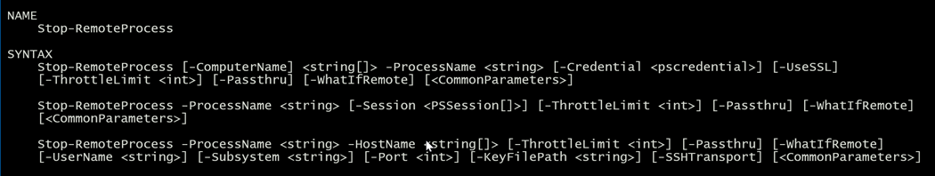 Stop-RemoteProcess Help