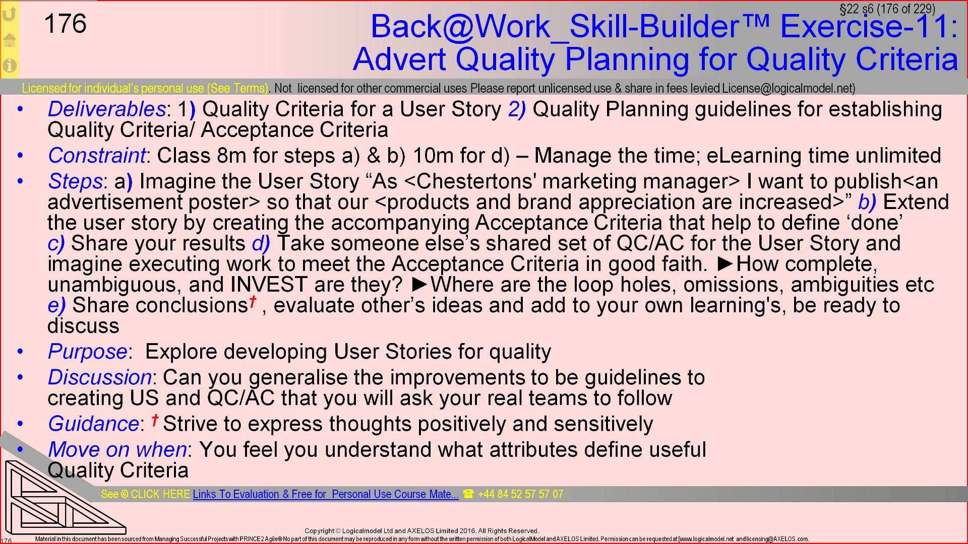  §22 s176 = Back@Work_Skill-Builder™ Exercise-11: Advert Quality Planning for Quality Criteria