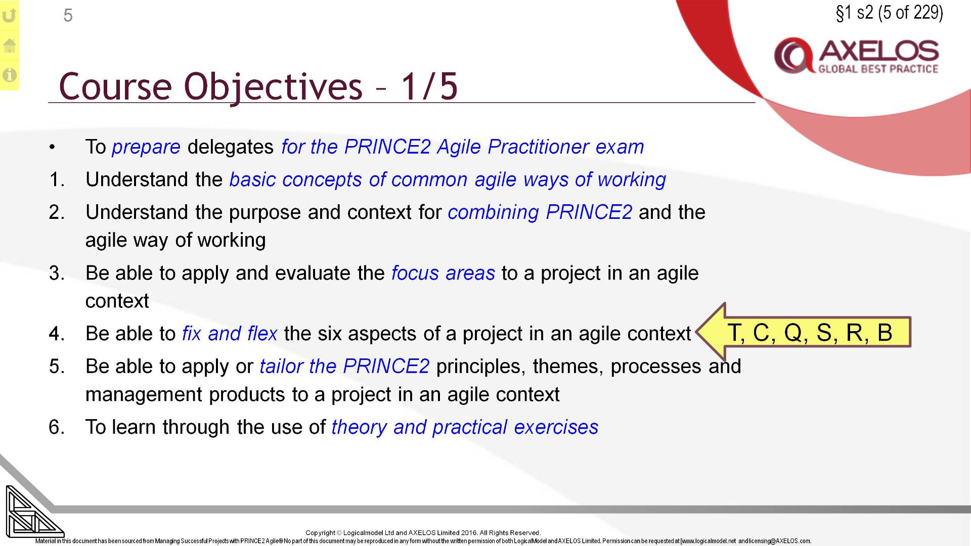  §1 s5 = Course Objectives – 1/5