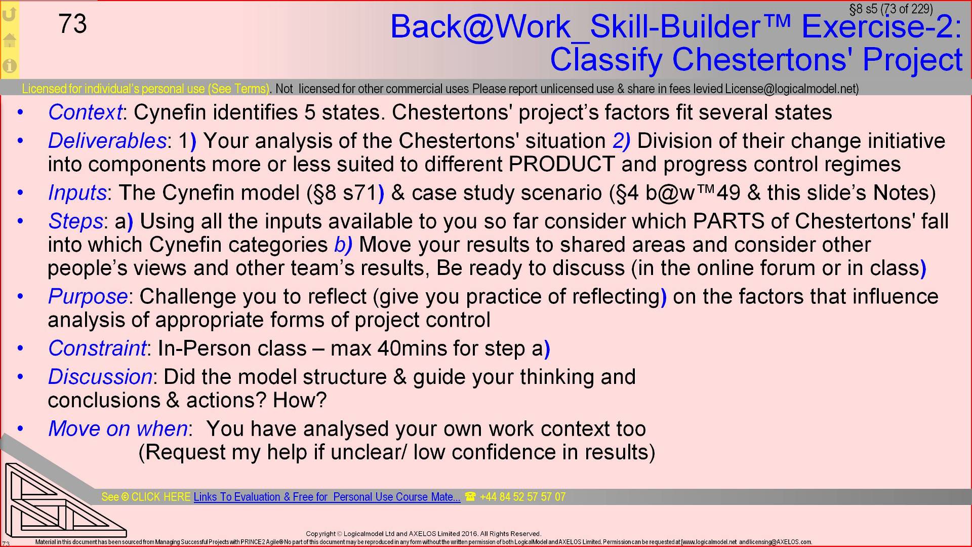  §8 s73 = Back@Work_Skill-Builder™ Exercise-2: Classify Chestertons' Project