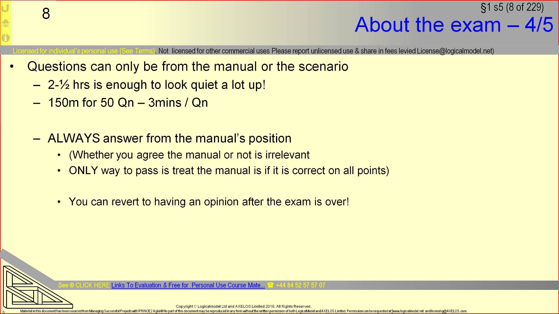  §1 s8 = About the exam – 4/5