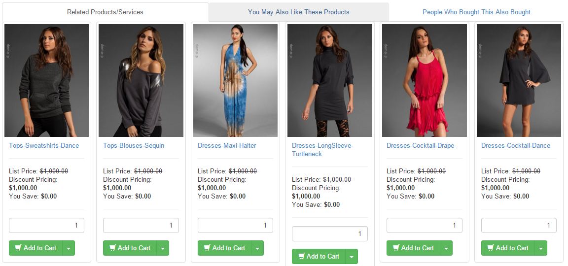 A sample of how associations can be used to up sell your products