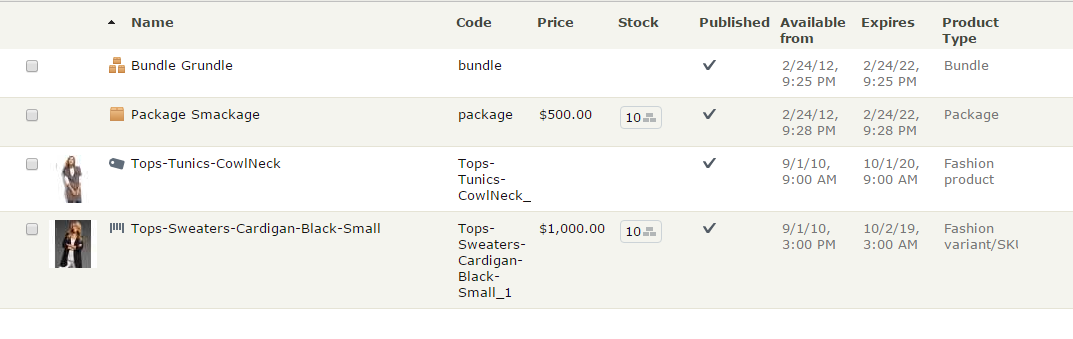 4 types of entries in the Catalog