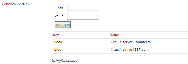 Pairs of key and value can be managed directly in CatalogEntry edit view in Commerce Manager