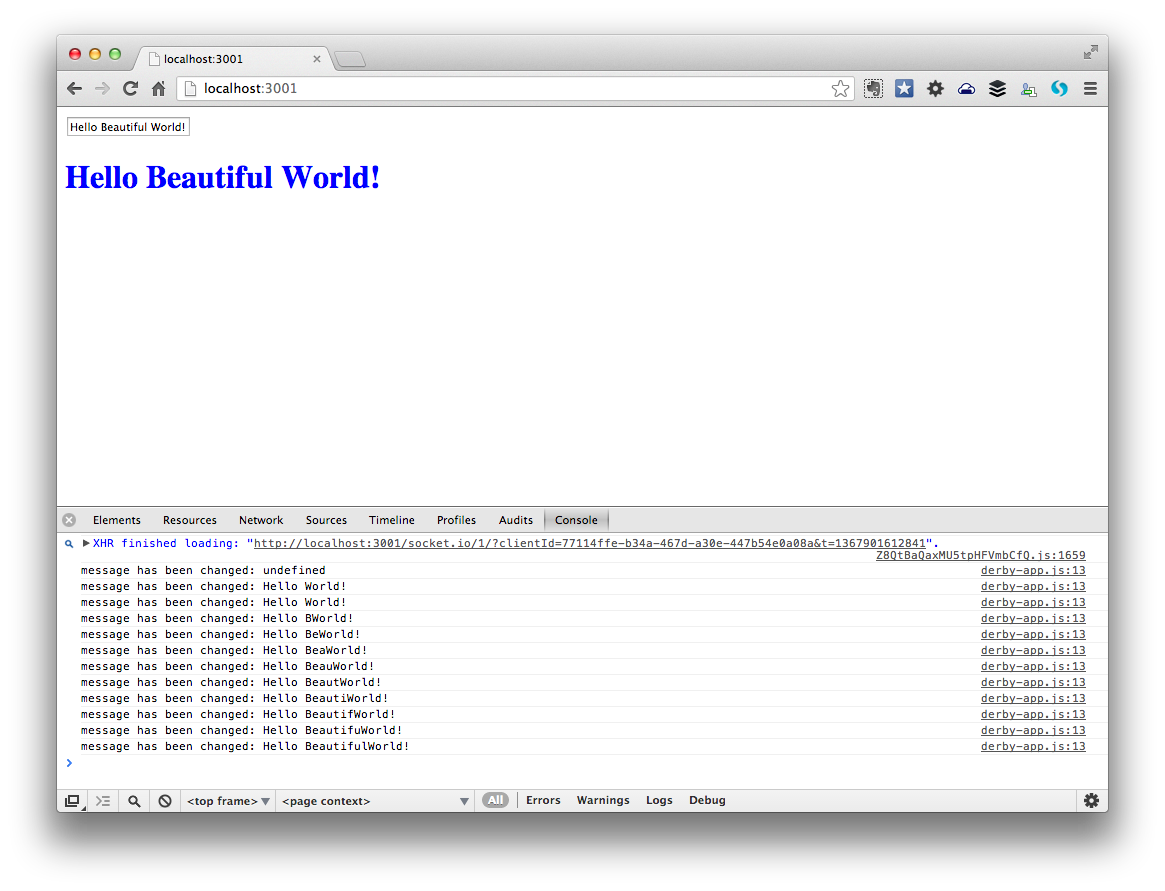 Hello World App: Browser Console Logs