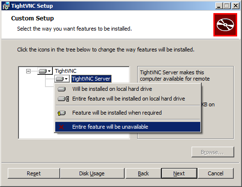 TightVNC Windows installation