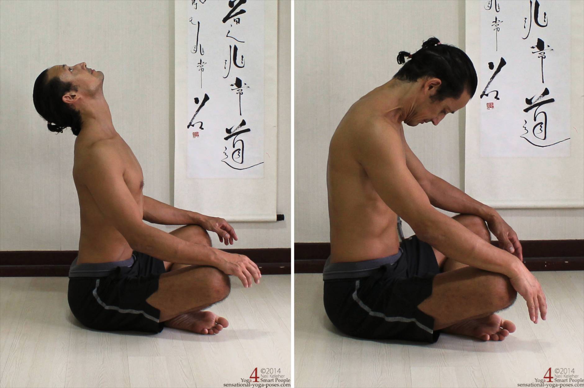 Neck Stretches: Bending the neck backwards and bending the neck forwards.