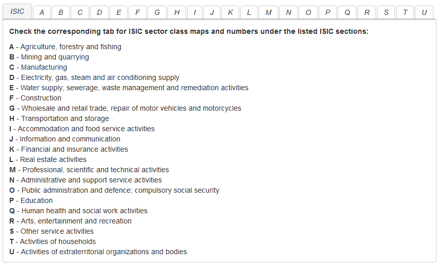 Front page of the ISIC tabbed table