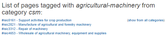 ISIC classes that mention agricultural machinery