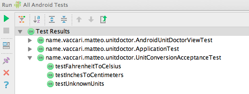 All the Android tests passing, finally!