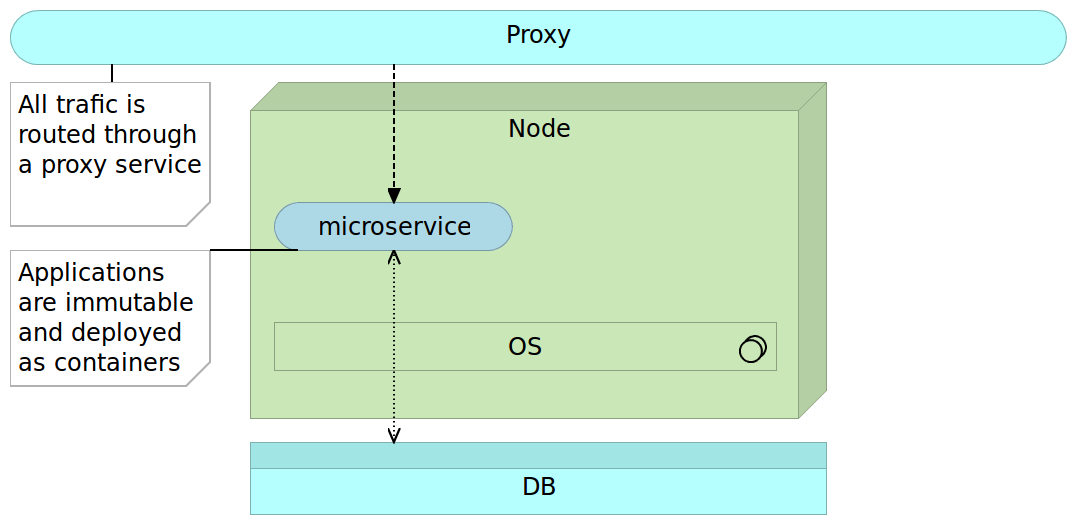 Figure 3-10: Immutable microservice deployed as an image (a virtual machine or a container)