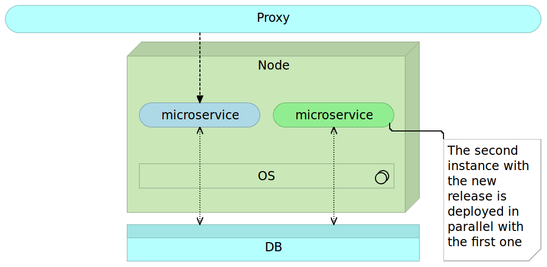 Figure 3-11: New release of the immutable microservice deployed alongside the old release