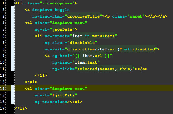 Dropdown.html source file template that is edited as HTML