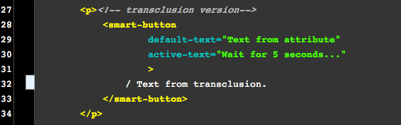 The pre-compiled HTML markup utilizing element contents as an API