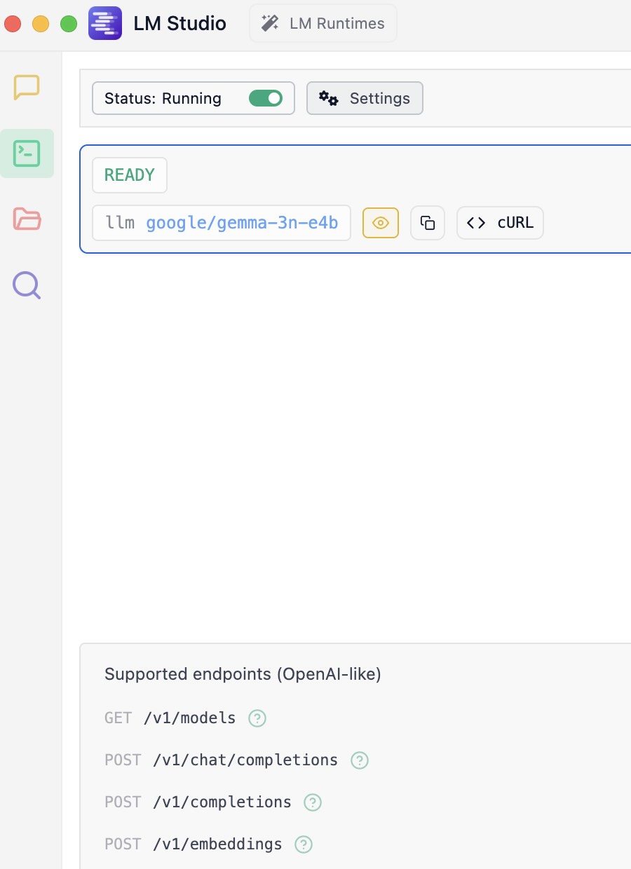 Enable The API in “developer’s mode using the slider in the upper left corner of the app. You should see “Status: Running”