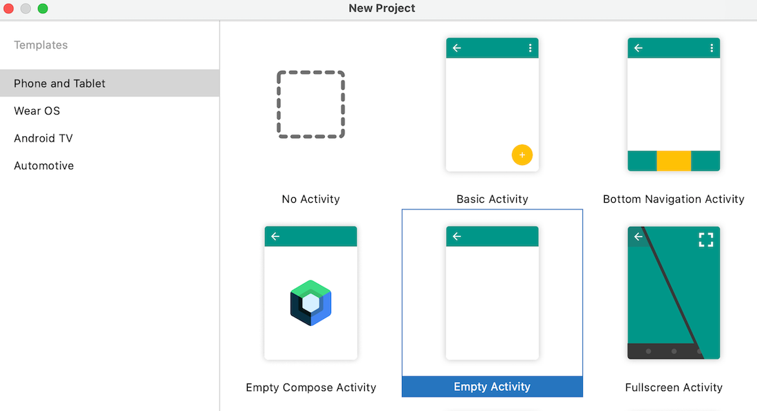 Selecionando a estrutura do projeto