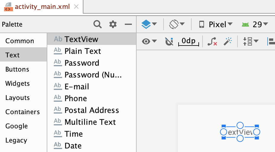 Selecionando o TextView