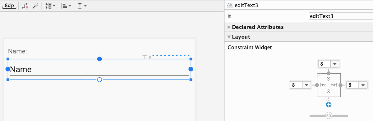 Constraints do EditText