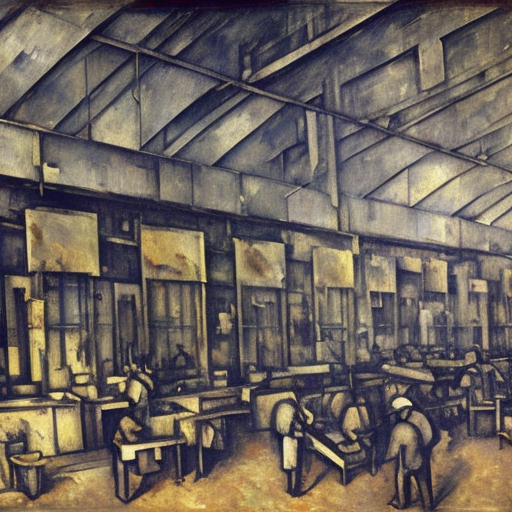 Stable Diffustion Imagining die Cognac Fabrik in München im Stile von Paul Cézanne