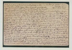 English translation of the Tablet of the Divine Plan to the Northeastern States on the front and reverse of two postcards, 1916
