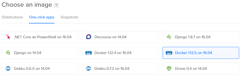 Choose Docker from "One-click apps"