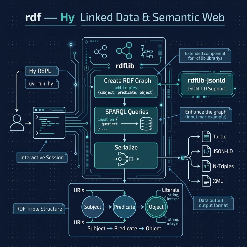 RDF and linked data architecture: rdflib, SPARQL queries, and semantic web stack