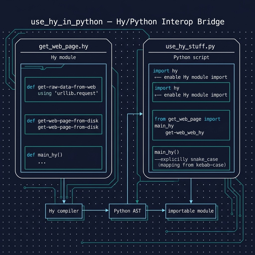 Hy-Python interoperability architecture: importing and using Hy code in Python programs