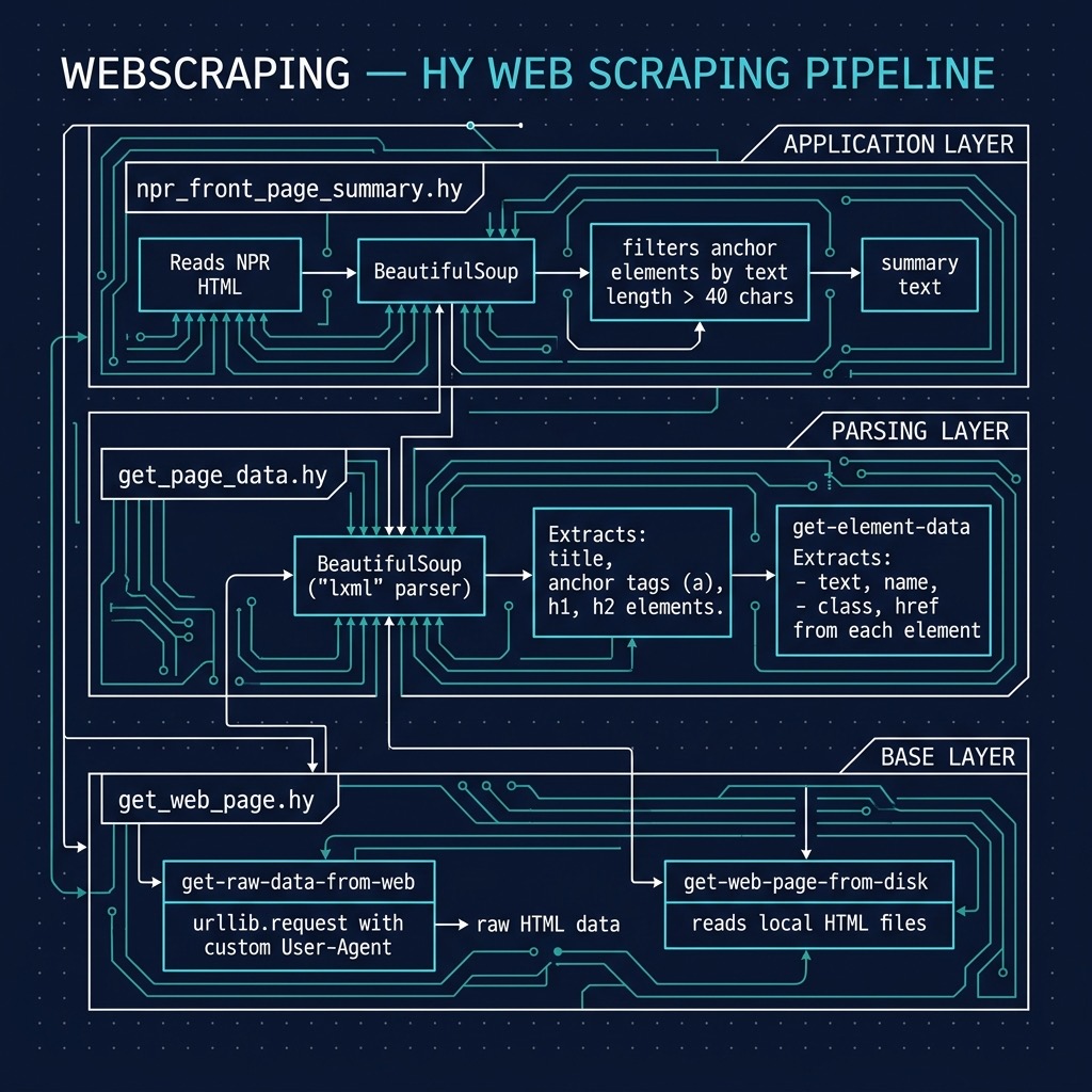 Web scraping architecture using BeautifulSoup and urllib