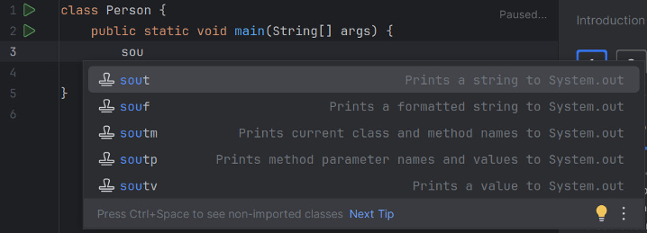 Automatic code completion in IntelliJ code editor