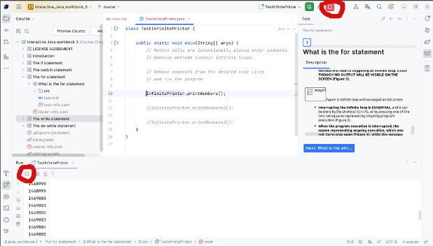 Interrupting the execution of the program