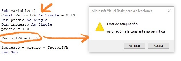 Error al modificar una constante