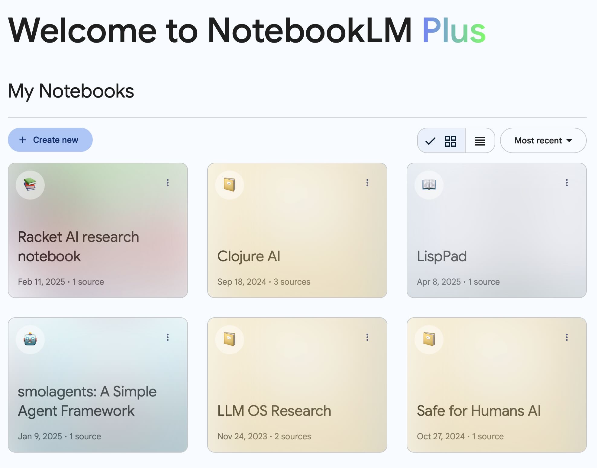 My current NotebookLM notebooks