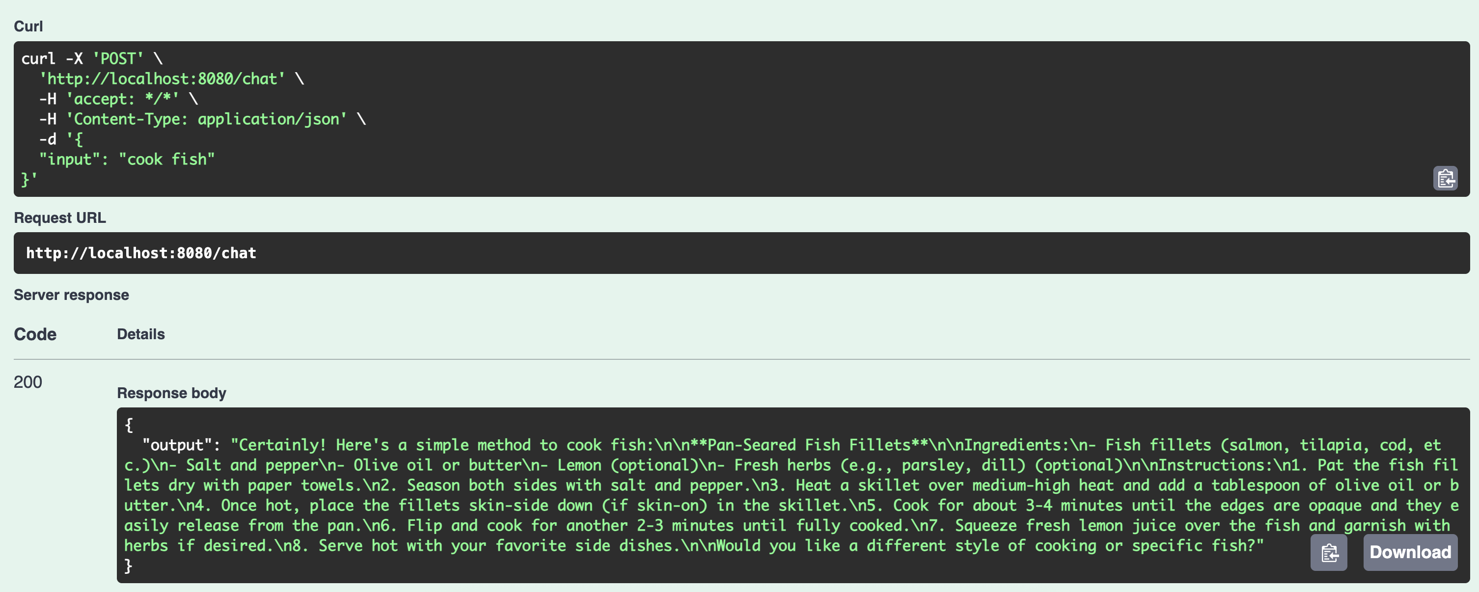 Test agent using Swagger UI