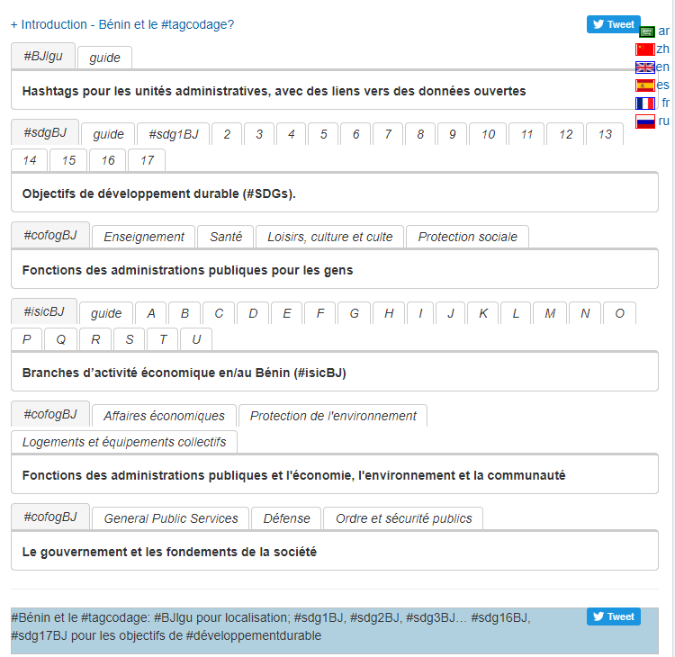 Page pivot de #tagcodage pour le Bénin