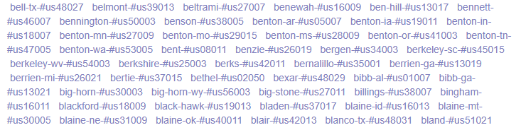 Extrait du nuage comté-hashtag de type #USlgu