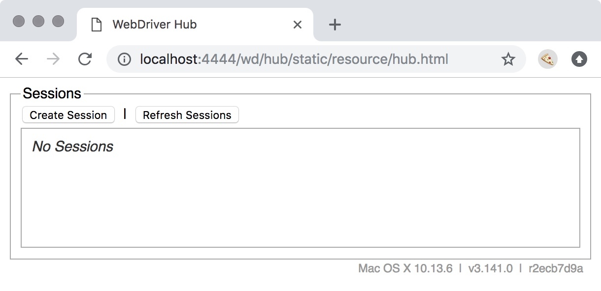 Preview of Selenium Standalone 'hub' page