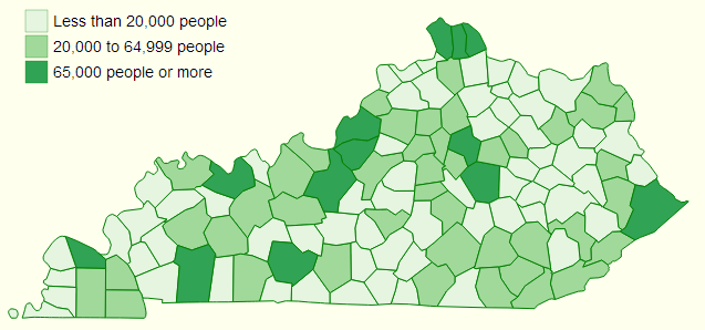 Kentucky Count Population from the 2010 census